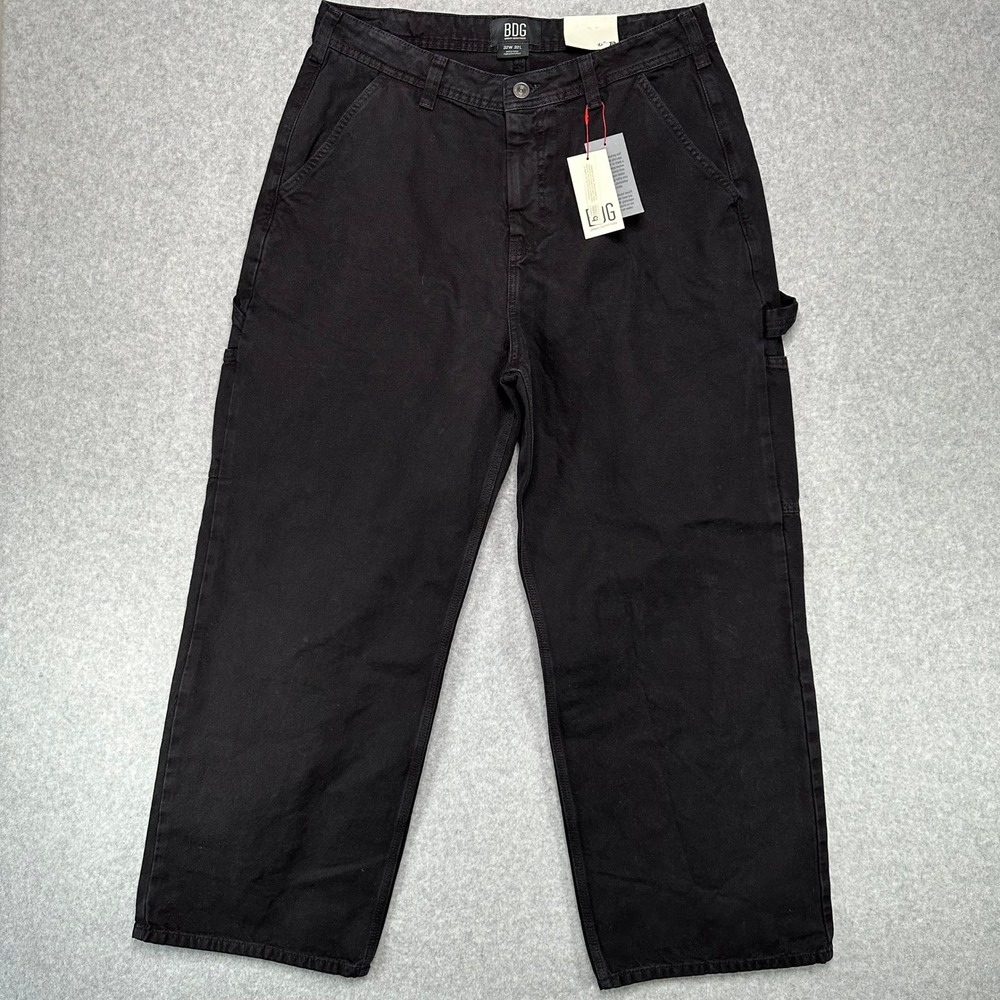 BDG Urban Outfitters Mens Carpenter Pants Black Relaxed Straight Fit 32W 32L NWT